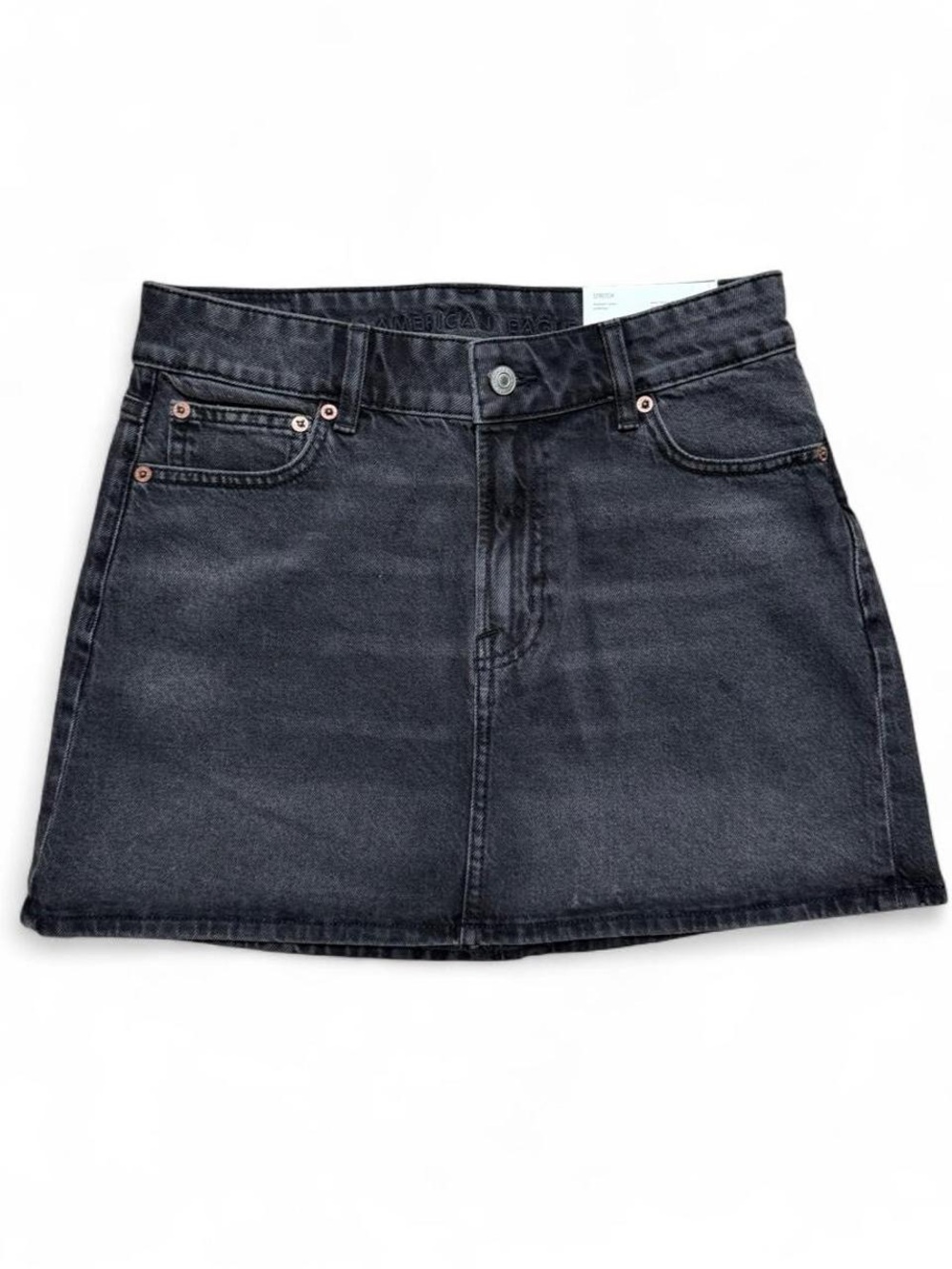 American Eagle Outfitters Washed Black Denim Mini Skirt Size 2